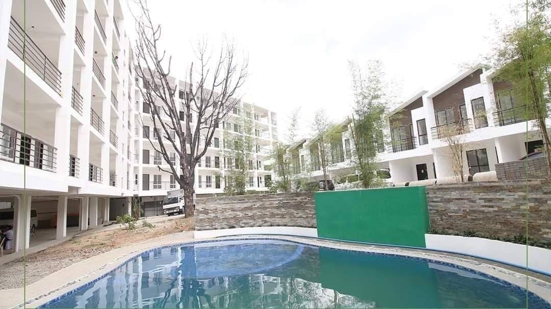 Pool deck and residential blocks