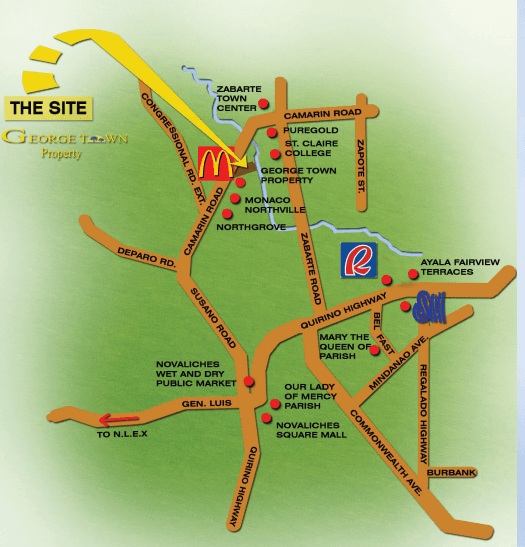 Vicinity map showing the site relative to Camarin Road and Quirino Highway